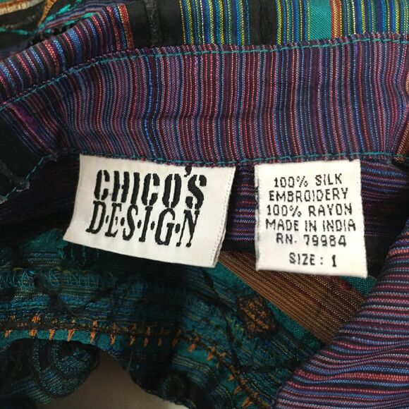 Chico's Design Womens Purple Silk Boho Embroidered‎ Beaded Top, Blazer, Jacket 1 - Picture 8 of 9